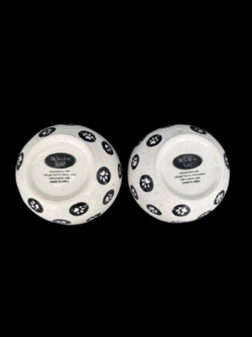 Whisker City Ivory Aqua "Paw" Ceramic 8 OZ Cat Food Water Bowls Set of 2 - Picture 6 of 6